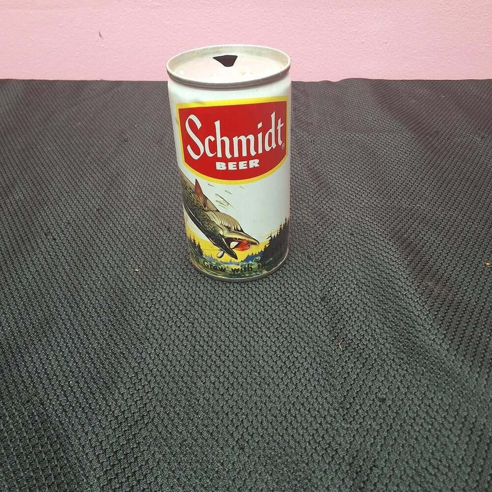 Vintage Schmidt Beer 12 Fluid Oz Pull Tab Can Northern Pike Scene
